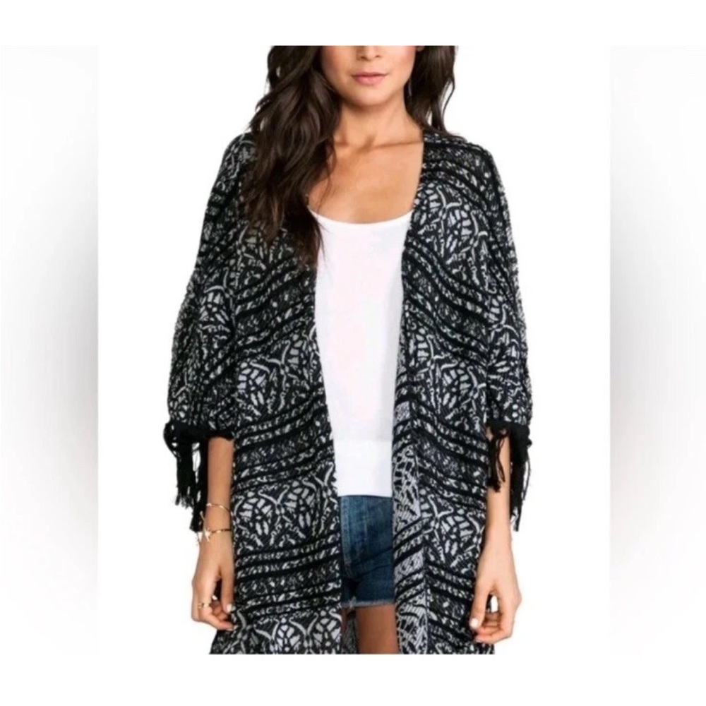 Free People Southwestern Kimono Cardigan Open Front Fringe Boho Hipster